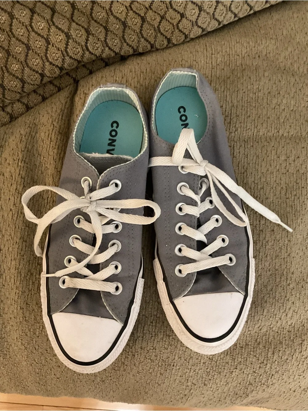 Converse All Star Double Tongue Womens Size 7 Sneakers Gray & Aqua
